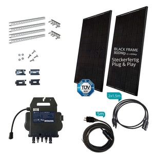 Engel Eris 800 W Balkonkraftwerk für Gitterzaun | 2x 400 W Full Black Module | Steckersolaranlage Zaun | Komplettset für Gitter- und Metallzäune