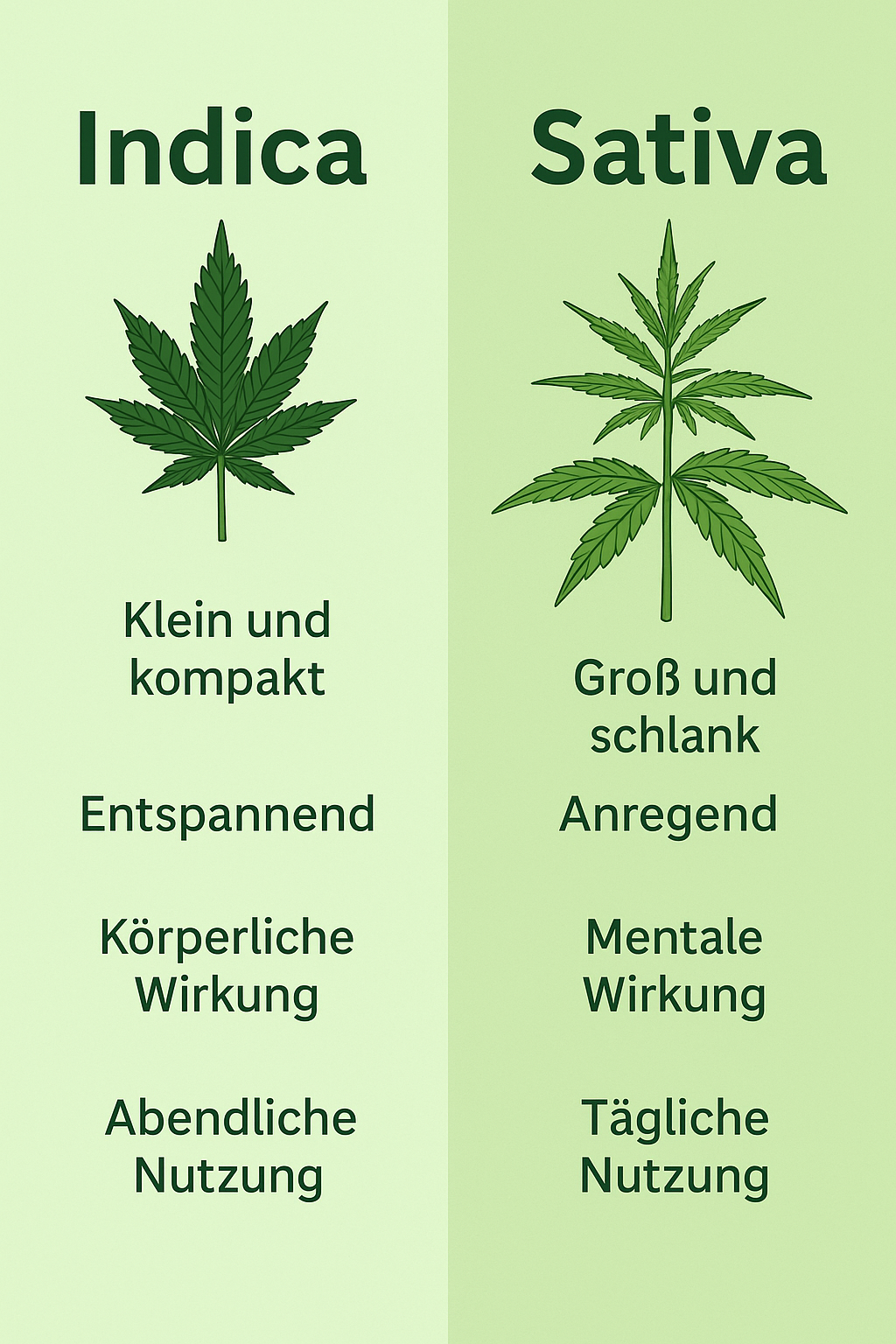 Indica vs. Sativa – was ist der Unterschied und welche Sorte passt zu dir?