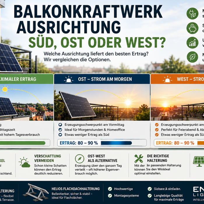 Balkonkraftwerk Ausrichtung – Süd, Ost oder West?