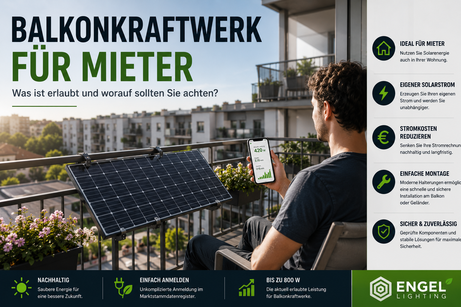 Balkonkraftwerk für Mieter – Was ist erlaubt und worauf sollten Sie achten?