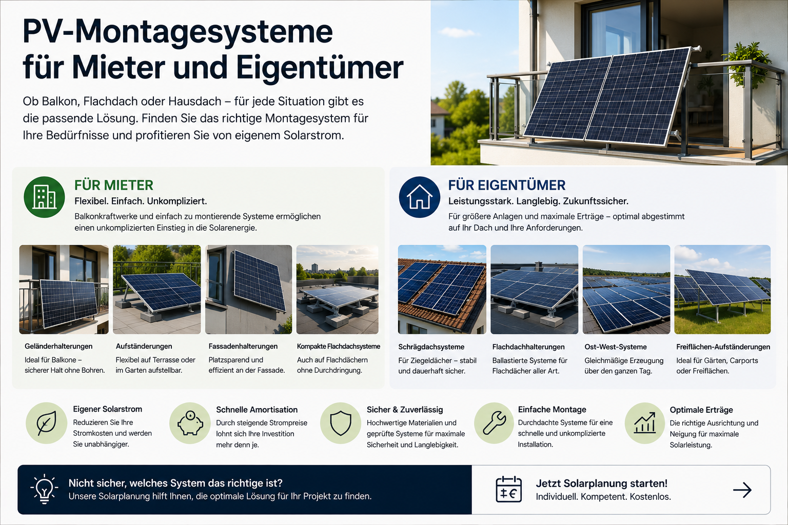PV-Montagesysteme für Mieter und Eigentümer
