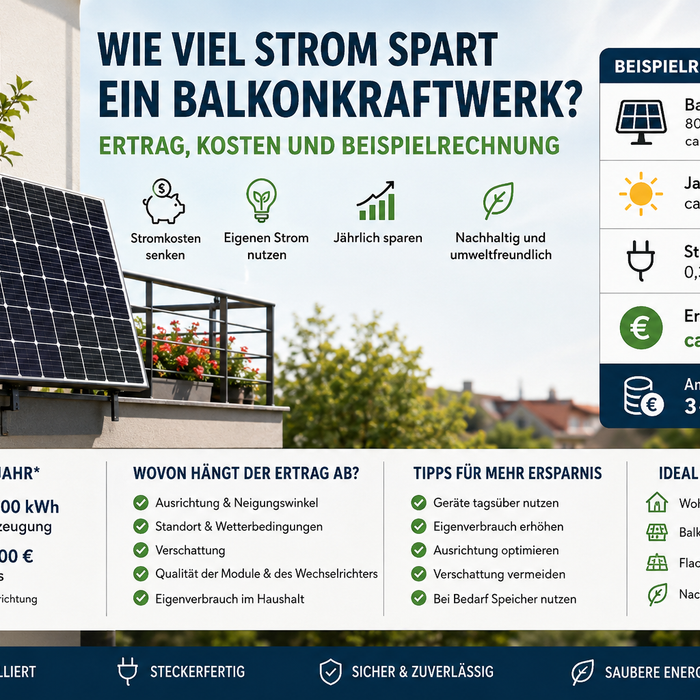 Wie viel Strom spart ein Balkonkraftwerk? Ertrag, Kosten und Beispielrechnung