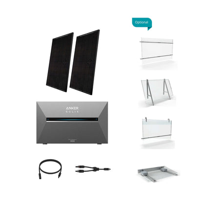 Engel Duo Balkonkraftwerk mit Anker SOLIX E2700 Pro | Balkonkraftwerk mit Speicher | Steckersolaranlage Komplettset | für Balkon und Fassade