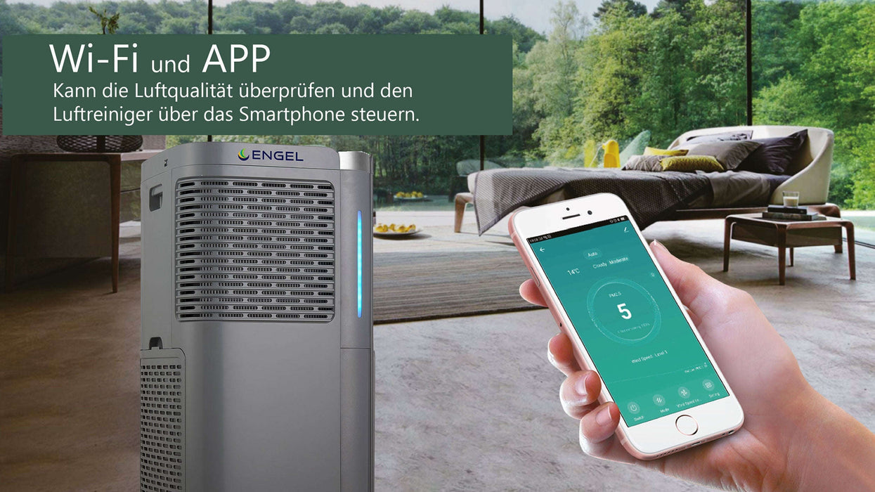 Luftreiniger MaxAir 800m³ pro Stunde 2 x UVC / 2 x HEPA H13-H14 / 2 x Aktivkohlefilter Wifi Fernbedienung/ TÜV Süd & GS zertifiziert