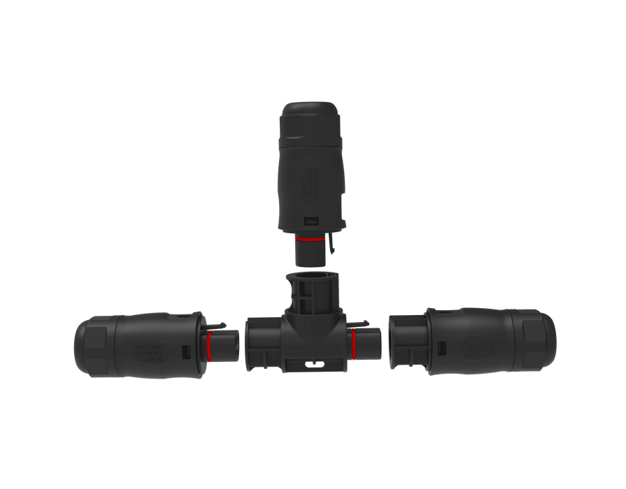 T-Verbinder mit BC01-Anschlüssen – Parallelbetrieb von Micro-Invertern nach VDE-Standards