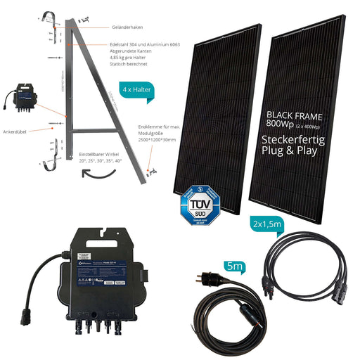 Engel Dalia 800W Balkonkraftwerk set – Verstellbare für Balkon & Flachdach & Fassaden Engel Lighting 